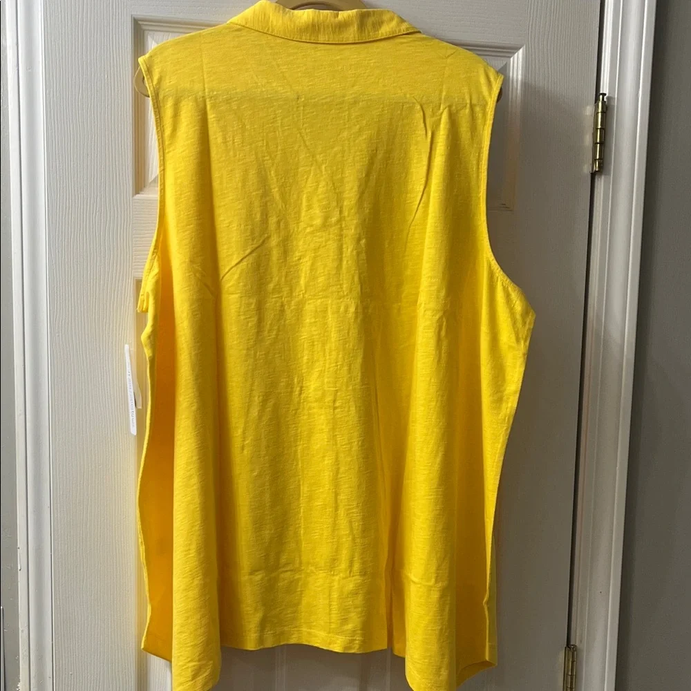 💛💛Soft Surroundings Sunny Yellow Sleeveless Button-Down Shirt💛💛 - Picture 8 of 9